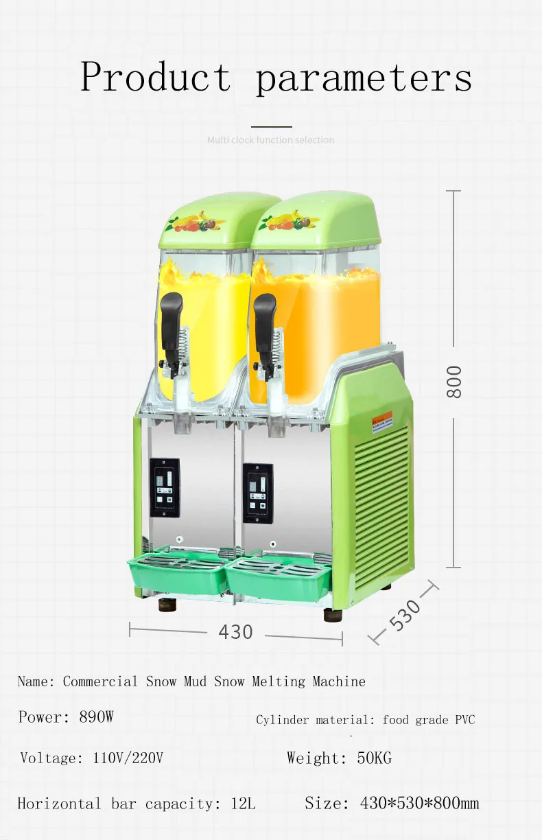 890W High quality electric double tank snow melting machine 110v 220v ice slush machines commercial juice slush ice machine