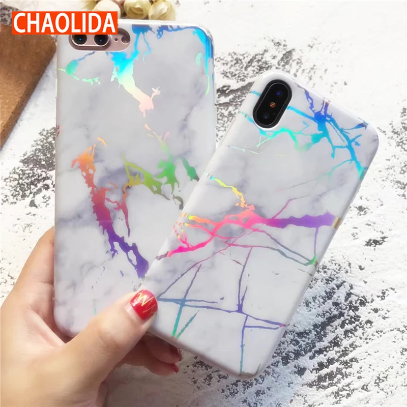 

CHAOLIDA White Marble Case PC+TPU Fashion Phone Holder for Iphone X 6 6s 6Plus 7 7Plus 8 8Plus Anti Stress Celulars