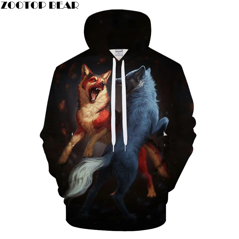 

Double Wolf 3D Hoodie Casual Tops Streatwear Brand Men Women Casual Sweatshirt Brand Tracksuit Pullover Drop Ship ZOOTOP BEAR