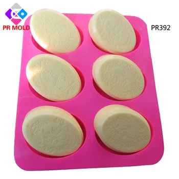 

PR393 PRZY DIY 6 Forms Oval Soap Mould Silicone Soap Mold for Soap Making Handmade Craft Flowers Bathroom Kitchen Soap Mold