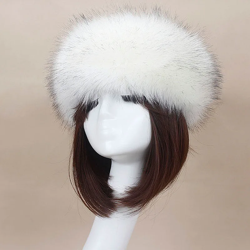 Fashion Man Women Fur Hats Thick Furry Warm Authentic Fox Fur Caps Headband Autumn Winter Russian Thick Bomber Hat leather bomber hats