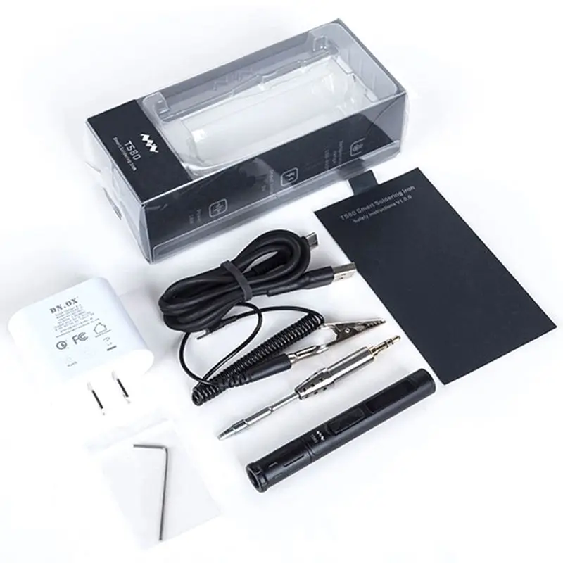

Mini New Smart MINI TS80 Digital Soldering Iron Station QC3.0 USB Type-C OLED Programable Interface Built-in STM32 Chip + Tips