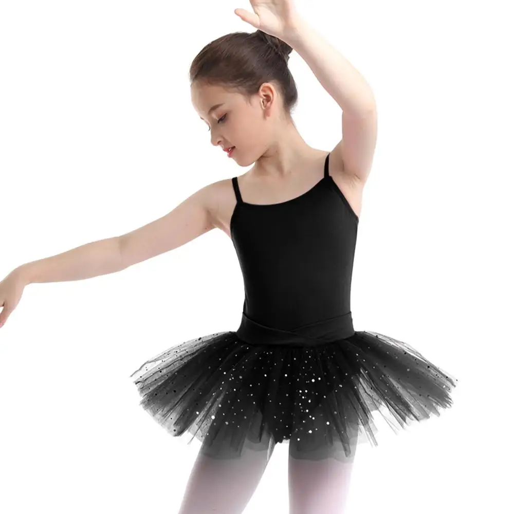 iEFiEL Girls Classic Sparkle Tulle Long Sleeves Ballet Dance Tutu Dress Leotard Costume 