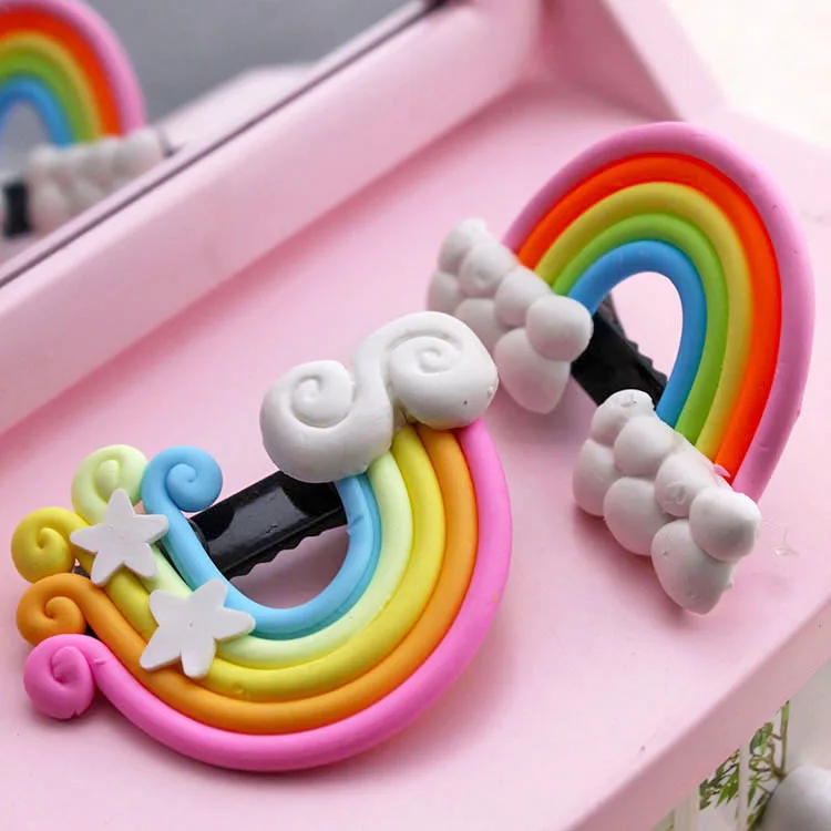 Cute cartoon stereoscopic rainbow clouds ls while a word clip hairpin children