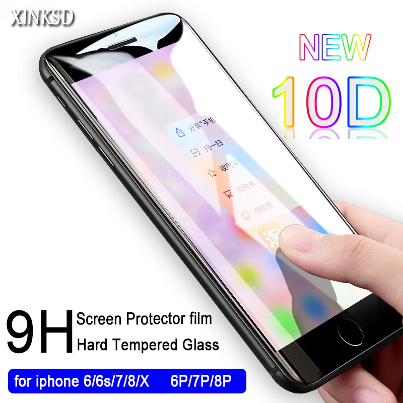 Закаленное стекло с изогнутыми краями для iPhone 6 6G 6S 7 8 Plus X|Защитные стёкла и