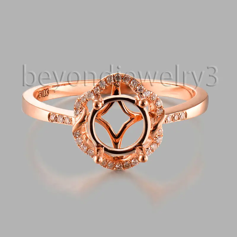 

18k Rose Gold Diamond Semi Mount Engagement Ring Round Cut 7mm Diamond Jewelry SR0256