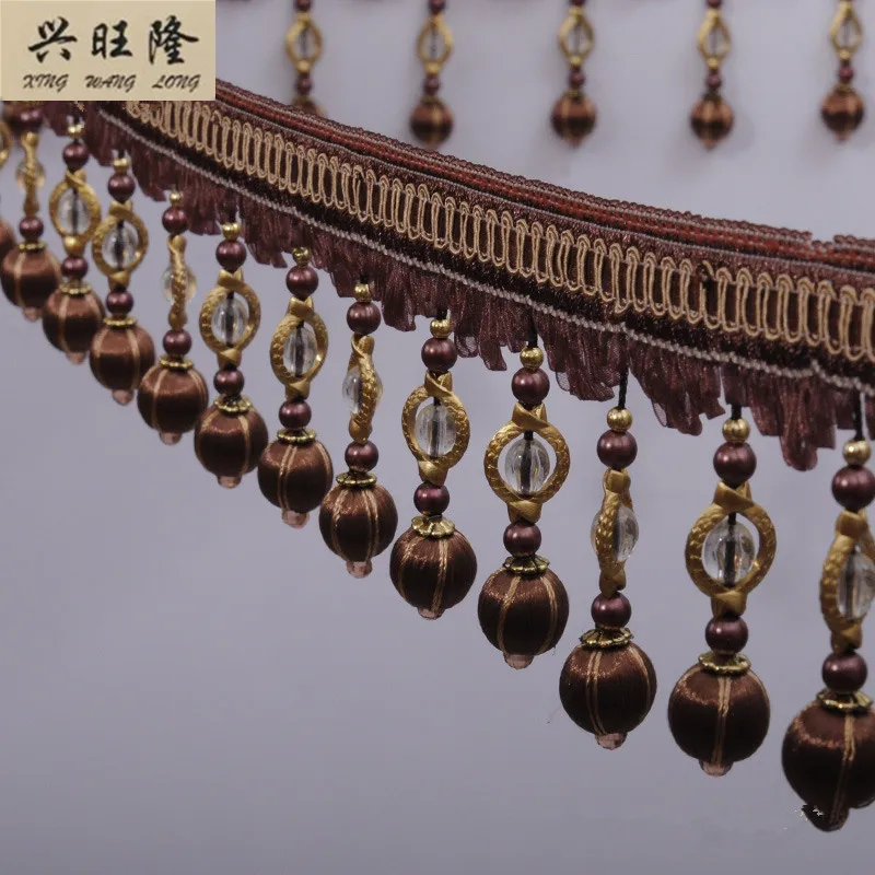 

XWL 15M/Lot Crystal Beads Curtain Lace Trim DIY For Sewing Drapery Sofa Decorative Lace Ribbon Tassel Fringe Curtain Accessories