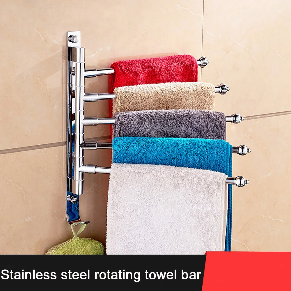 

L27.5cm Bathroom stainless steel towel bar 180 degree rotating double/three/four/five activity towel bars bathroom accessories