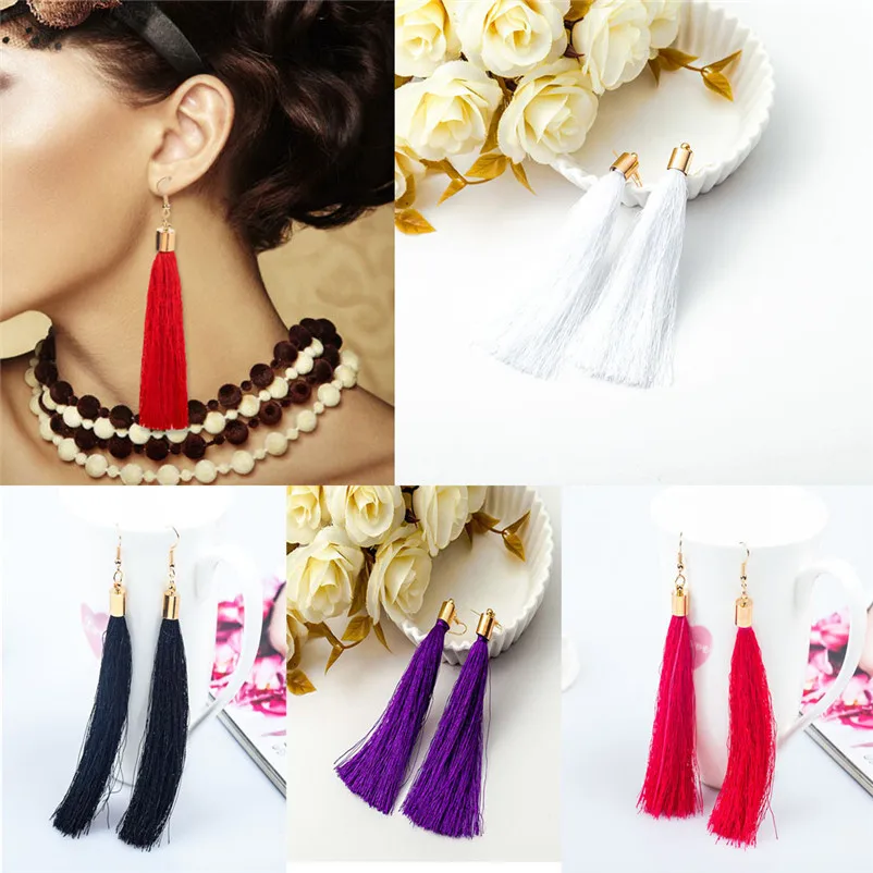 Fashion Trendy Earrings for women Bohemian Earrings Women Long Tassel Fringe Elegant Dangle Earrings Jewelry Brincos Y05#N (7)