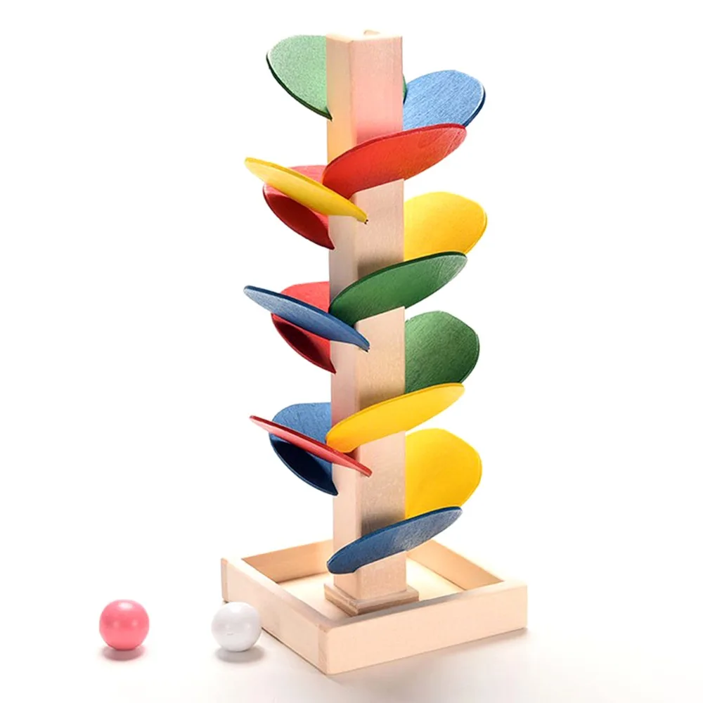 

Wooden Montessori Toys Wooden Tree Marble Ball Run Track Game Wooden Toys for Children Intelligence Early Educational