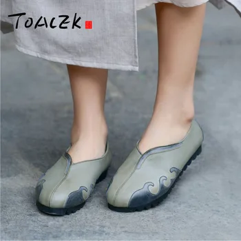 

Hand-made leather women's shoes flat comfortable soft sole four seasons shoes high-end top layer leather retro single shoes