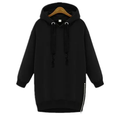 Harajuku Pullover Hoodie Dress Sweatshirt Women Hoodies Streetwear Hooded Medium Long Fleece Oversized Hoodie moletom feminino - Цвет: black women hoodies