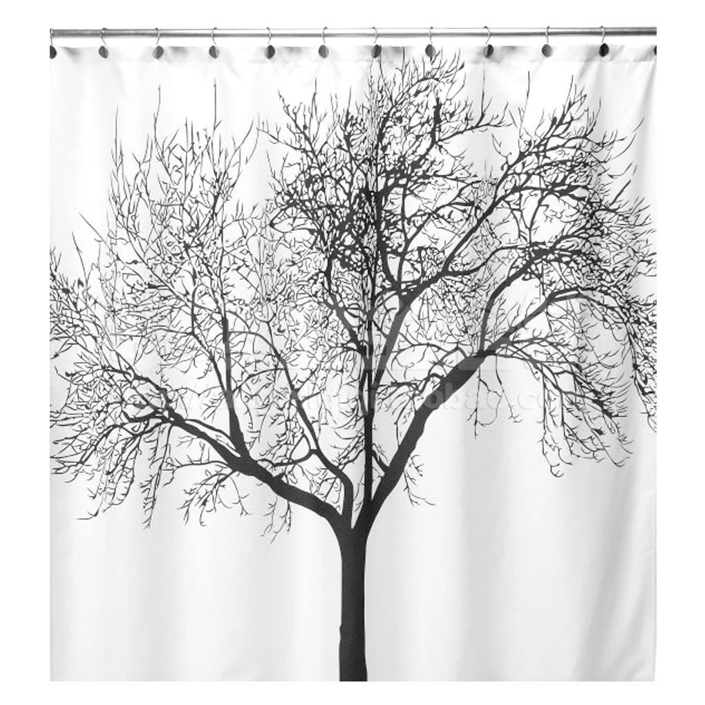 Tree Pattern Design Bathroom Bath Shower Curtain Liner 12 Hooksin