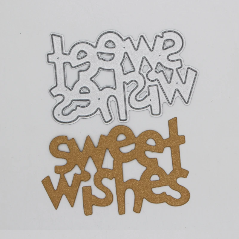 

Letter Sweet wishes new Metal Cutting Dies for card making DIY Scrapbooking Embossing stencil Paper Craft Album template Dies