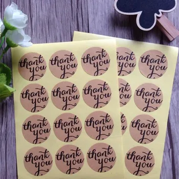 

100PCS/Lot New Round thank you Kraft seal sticker.Diameter 3.8cm DIY note gift Labels