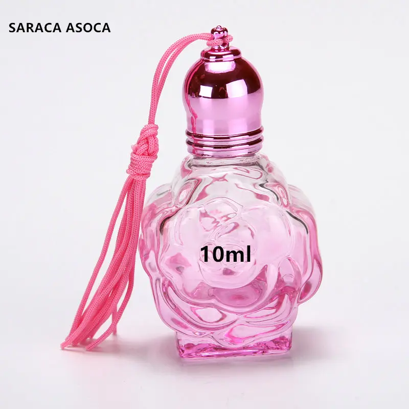 

Wholesale Retail 10ml Glass Roller Perfume Bottle Empty Ball Portable Rose Essential Oil Refillable Bottle 5pcs/lot