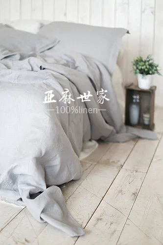 Best Set of 4 Pre stone washed 100% Natural Linen Medium grey bedding set 1 duvet cover + 2 pillowcases + 1fitted sheet 3 Best Set of 4 Pre stone washed 100% Natural Linen Medium grey bedding set 1 duvet cover + 2 pillowcases + 1fitted sheet 3