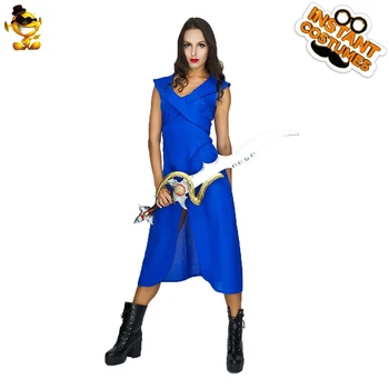 

DSPLAY Blue Fancy Dress for Halloween Original Women's Barbarian Game of Thrones Costumes Party Movie Outfits Cosplay