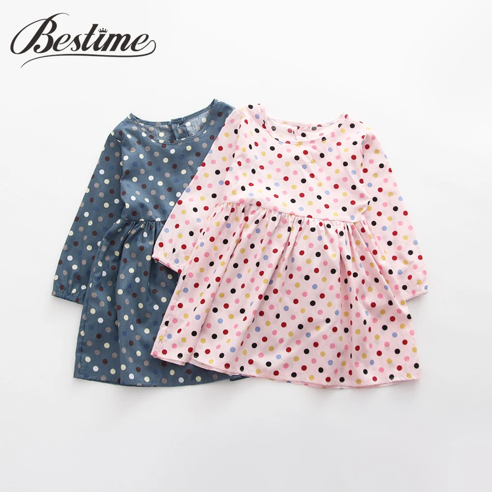 2018 Autumn Children Dress Polka Dot Kids Dresses for Girls Cotton Long...