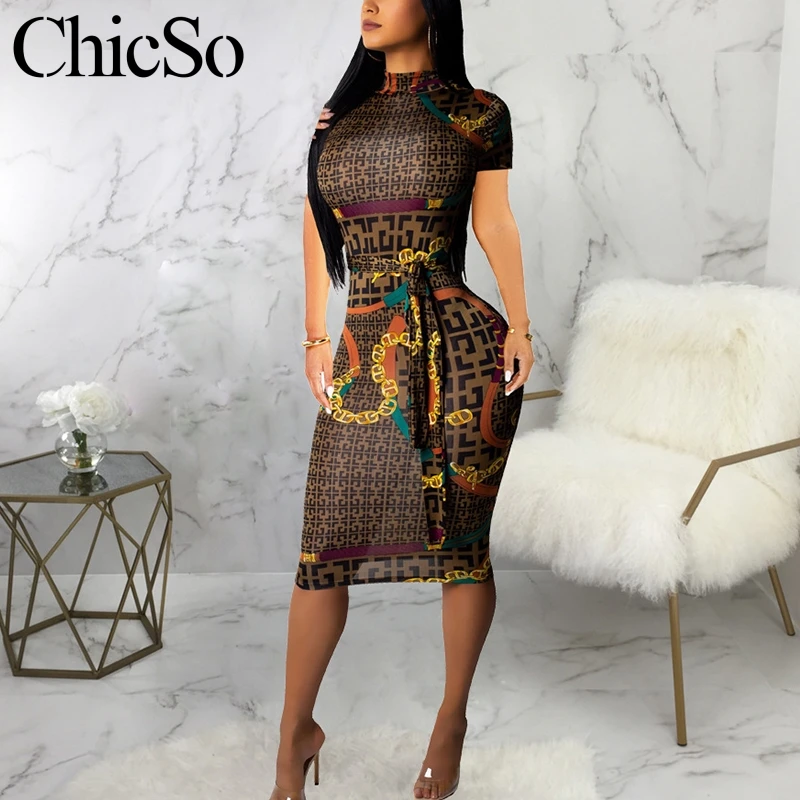 

MissyChilli Geometric print party bodycon dress Women short sleeve belt summer midi dress Sexy vintage slim club dress vestidos