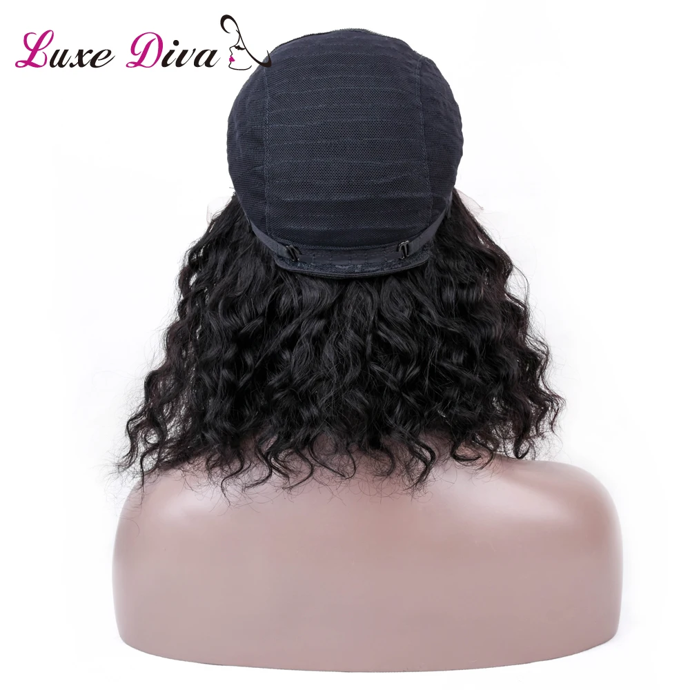 LUXE DIVA Синтетические волосы на кружеве человеческих волос парики Малайзия глубокая волна волос NonRemy волос Боб парик для черных Для женщин