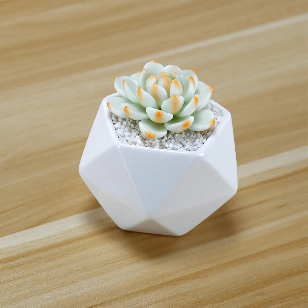 Креативный белый керамический трехугольный вышитый пятиугольник цветочный горшок для суккулентных растений домашний горшок для кактуса литопа с нижним отверстием горшок