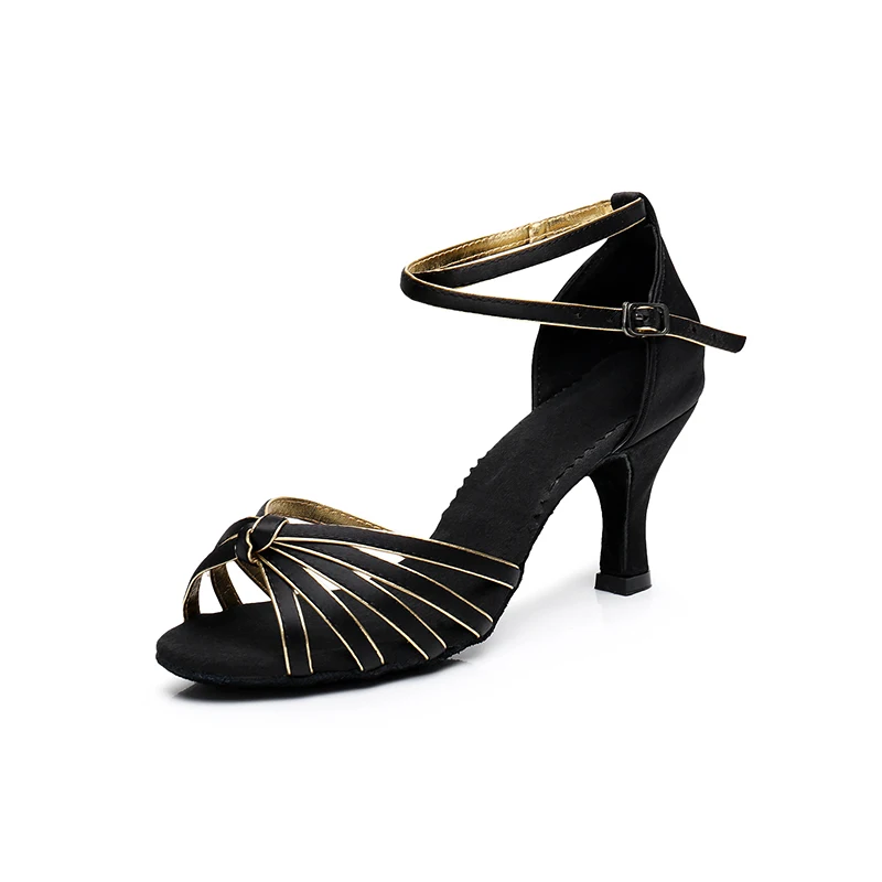 Женские латинские женские туфли для танцев, женские кроссовки, танцевальная обувь для женщин, джаз, бальный танец сальса, 12 цветов, около 5 см/7 см - Цвет: Black gold 5CM HEEL