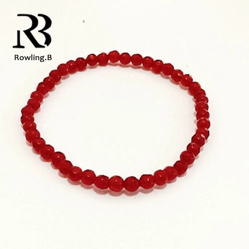 Trendy Jewelry 4mm Red Crystal Bead Bracelet Bangle for Women Fashion