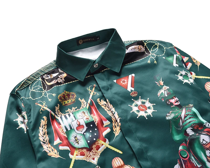 XIMIWUA New Arrival Men Shirt Luxury 3d Pattern Print Casual Slim Fit Long Sleeve Men Clothing High Quality Camisas Para Hombre