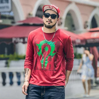 

Korean tide brand Large size men's large size autumn fall color printing plus fertilizer increase Long sleeve new T-shirt 7XL
