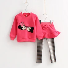 Girl Spring Sweater Skirt Leisure Mickey Children Suit For Kids 2-7Y