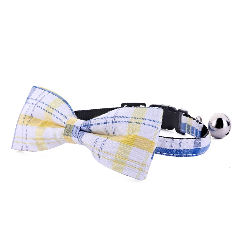 Cute Cat Collar with Bow Personalized Handmade Small Bell Studded Nylon Collar for Cats Puppies Pet Products