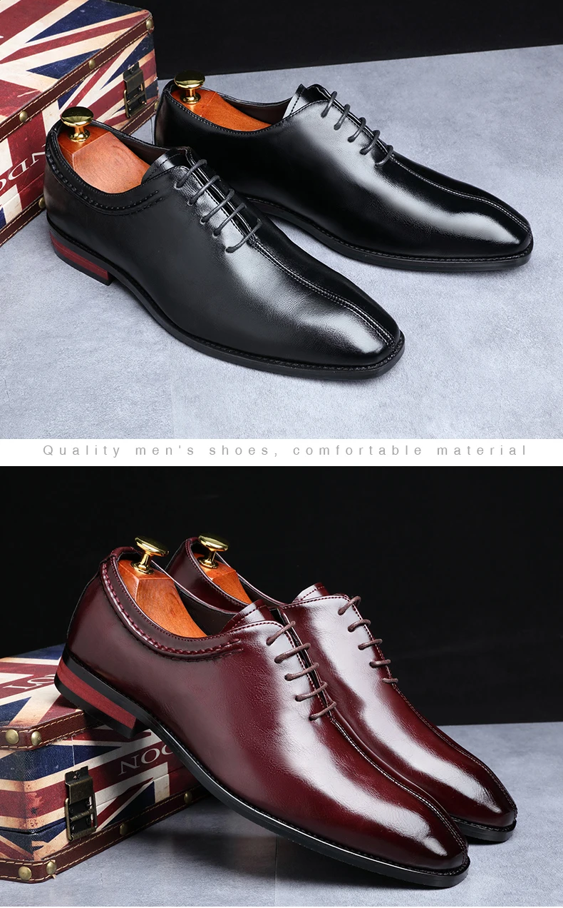 Misalwa/модельные туфли; Мужские Элегантные однотонные Туфли-оксфорды ручной работы из кожи бордового цвета с квадратным носком; весенние деловые туфли; большие размеры 38-48