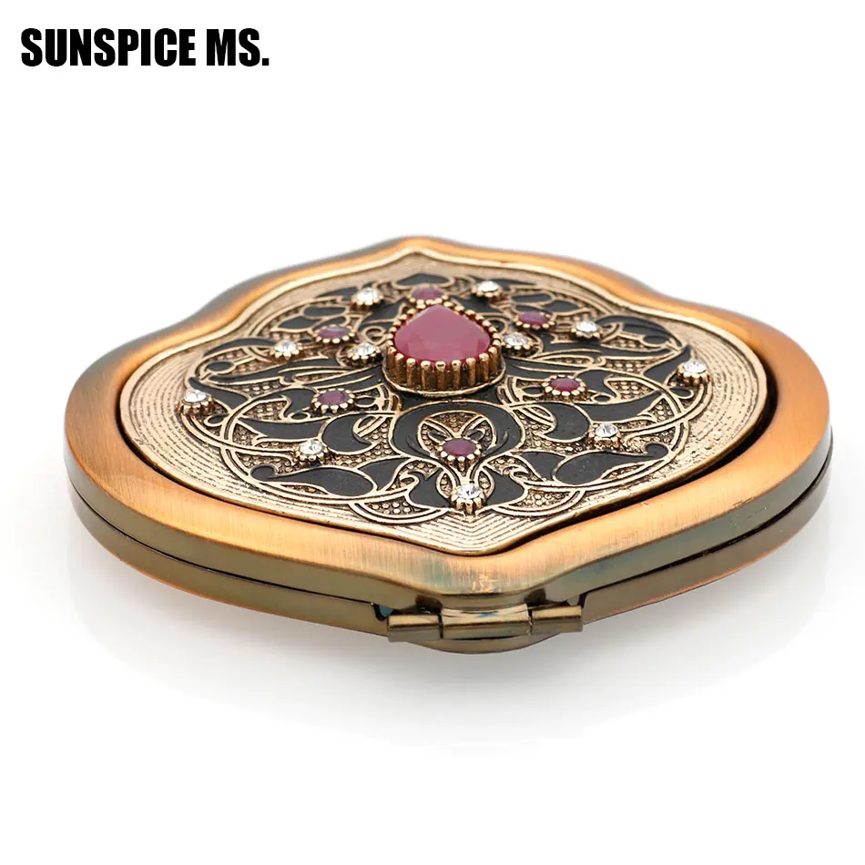 SUNSPICE-MS портативное карманное мини-зеркало для макияжа для девушек и девушек ручное косметическое зеркало из нержавеющей стали двухстороннее складное компактное зеркало
