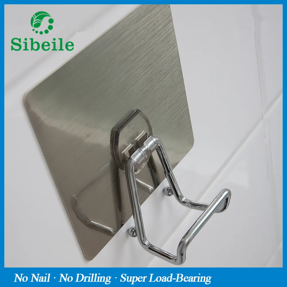 Stainless steel vacuum suction organizer hook bathroom holder hanger rustproof kitchen utensil utility hanger metal wall mount