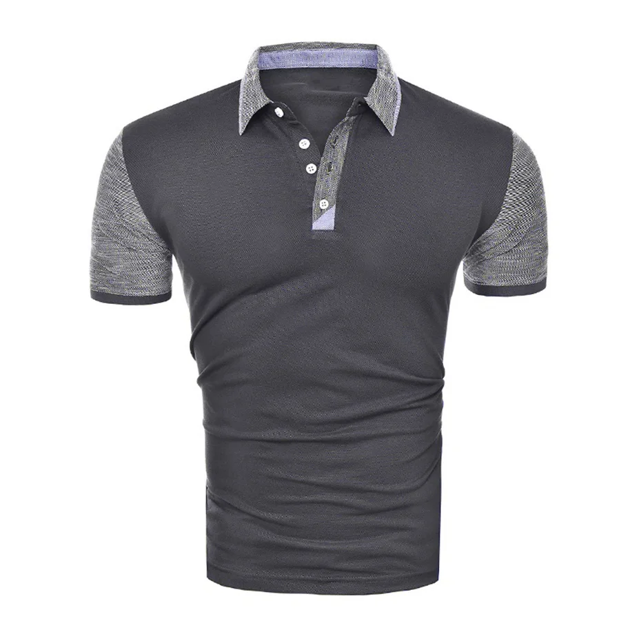 

ZOGAA Men Polo Shirt Business Casual Solid Male Short Sleeve Breathable Patchwork