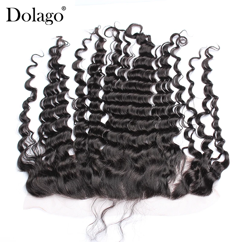 

13x4 Lace Frontal Closure With Baby Hair Deep Wave Closure Brazilian Hair Pre Plucked 100% Human Remy Hair Dolago