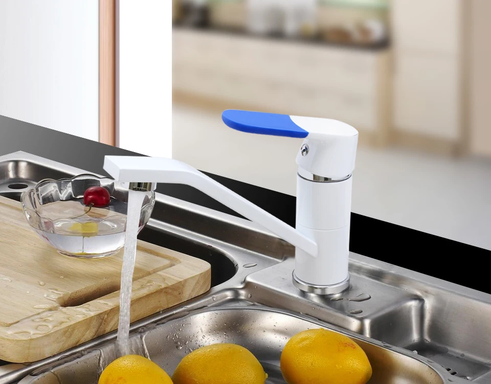 Frap Kitchen Faucet Mixer Cold and Hot Water Sink Tap Multi Color Single Hole 360 Rotating Multi Color Handle Cover ChoicesF4534