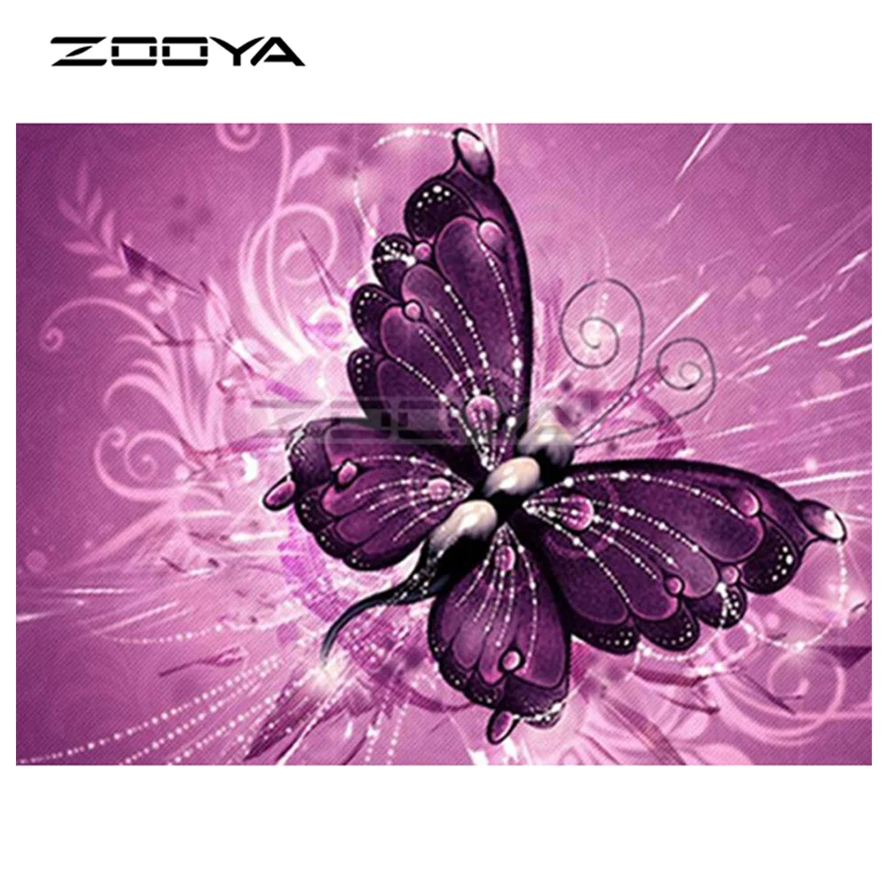 ZOOYA 5D DIY Алмазная вышивка фиолетовая бабочка летающее животное картина крестиком