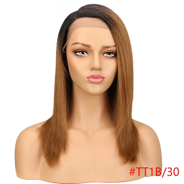 Rebecca правая часть человеческих волос Кружева передние парики для женщин бразильские прямые волосы Реми парик коричневый синий цвета - Цвет: T1B/30