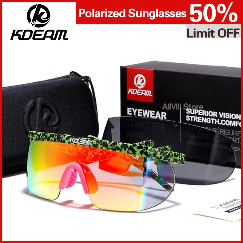

KDEAM 2018 Integrated lens sunglasses TR90 frame HD polarized European and American men and women outdoor sports glasses KD3596