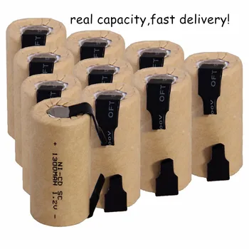 

Global shipping fast delivery 10 pcs SC battery 1.2V SUBC batteries rechargeable high drain 1300mah with tabs