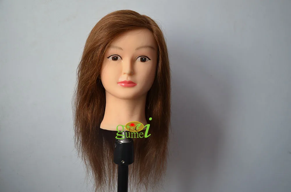 Free Shipping Training Head Manequin 100% Human Hair Golden Hair For Curl Dye Blow Training Mannequin Head With Hair
