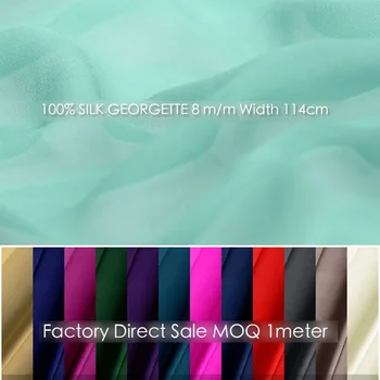 

100% Pure Silk SILK GEORGETTE 114cm width 8momme Chiffon Fabric Factory Direct soft silk fabrics per meter free shipping 1-30