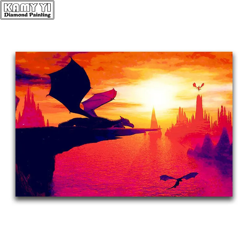 

5D DIY Full Square Diamond Painting Cross Stitch "Wing Lung" 3D Diamond Embroidery Rhinestone Mosaic Home Decor Gift