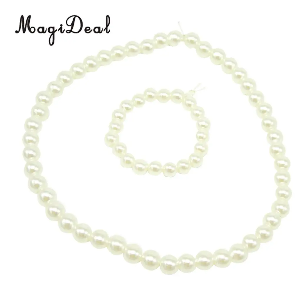 Fashion White Pearls Necklace Plastic Bracelet Jewelry Beads for 18 Inch     Doll Accessories