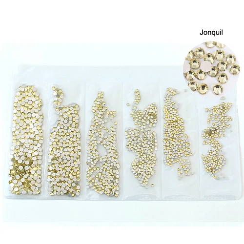 1 упаковка стеклянные стразы для ногтей разных размеров SS4-SS12 украшения для ногтей камни блестящие камни для маникюра 40 цветов E7042 - Цвет: Jonquil