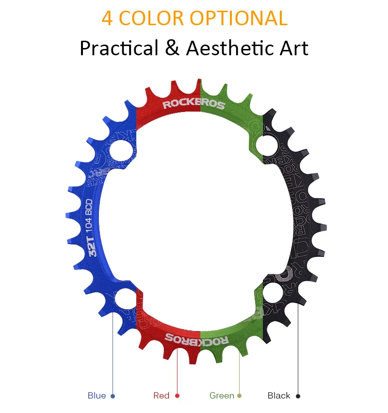 ROCKBROS Овальная Круглая Форма MTB велосипедный Кривошип и цепное колесо 32 T/34 T/36 T/38 T 104BCD широкий узкий шатун цепи велосипедные запчасти