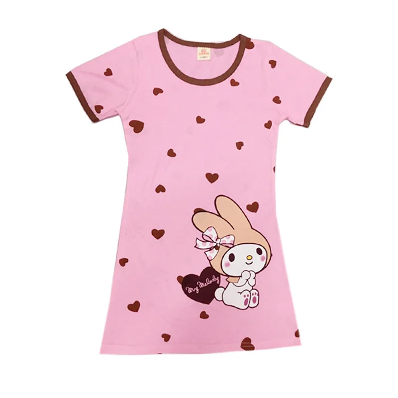 Хлопок рубашка маленьких подростков пижамы для девочек платья Детская Летнее платье с героями мультфильмов Ночная Рубашка домашняя одежда дети gecelik пижамы