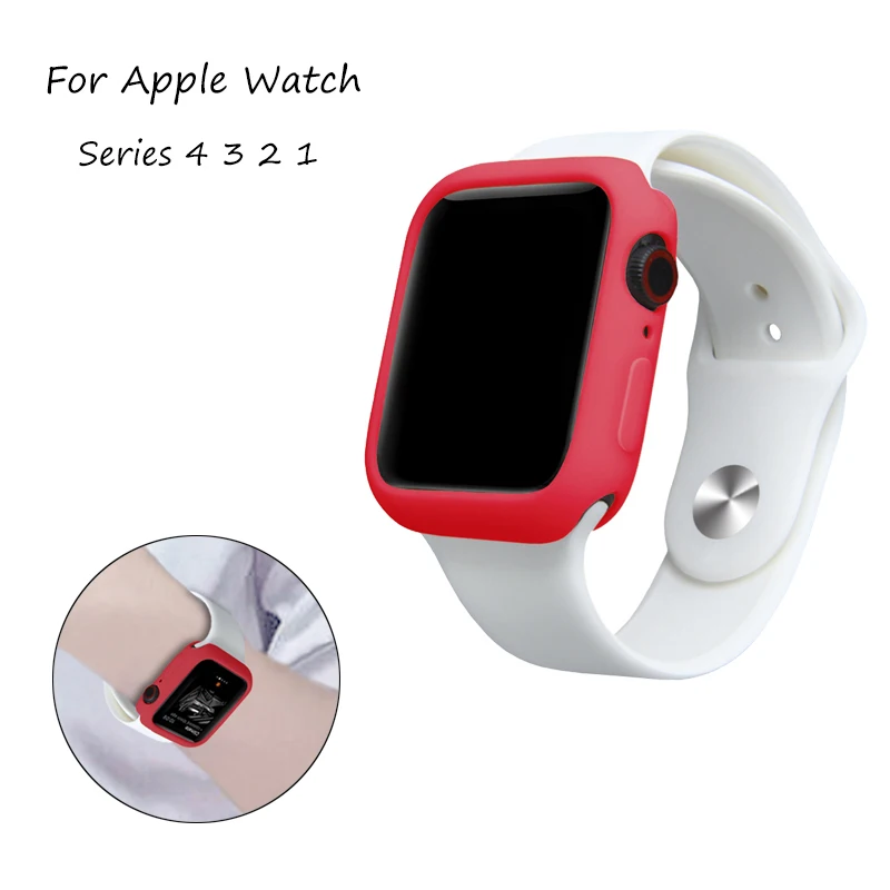 Мягкий чехол из силикона и ТПУ для Apple Watch Band 44 мм 40 мм 42 мм 38 мм цветной яркий защитный чехол для iwatch 4 3 2 1 аксессуар